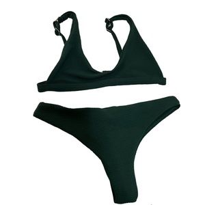 Women’s green deep V bikini